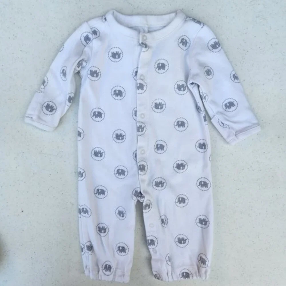 Gymboree Gender Neutral Elephant Sleeper & Bib Bundle - 0-3 months
